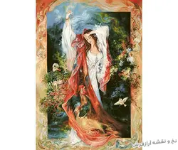 نخ و نقشه بافت تابلو فرش مینیاتور طرح گلبانگ - 3055