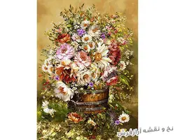 نخ و نقشه تابلو فرش طرح گل وحشی - 1069