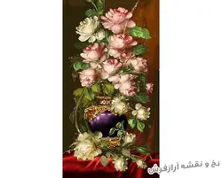 نخ و نقشه تابلو فرش طرح گل رز طولی - 1112