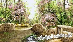 نخ و نقشه تابلو فرش طرح منظره کوچه باغ بهاری - 2283