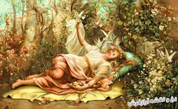 نخ و نقشه تابلو فرش طرح دختر خوابیده - 1768