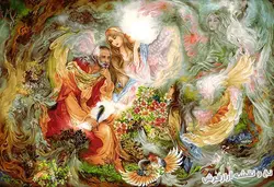 نخ و نقشه تابلو فرش طرح مینیاتور حافظ استاد فرشچیان - 3033