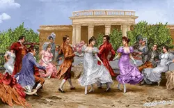 نخ و نقشه آماده تابلو فرش طرح رقص - 1763