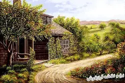 نخ و نقشه تابلو فرش دستباف طرح منظره کلبه - 2276