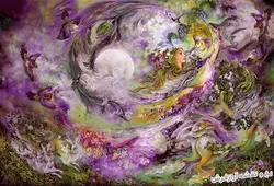 نخ و نقشه بافت تابلو فرش مینیاتور طرح رایحه دلنواز - 3021