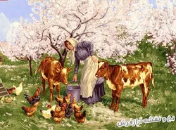 نخ و نقشه آماده تابلو فرش طرح زن روستایی - 1538