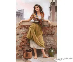 نخ و نقشه تابلو فرش طرح دختر تنها - 3267