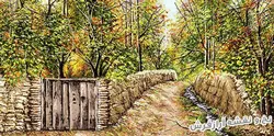 نخ و نقشه تابلو فرش منظره کوچه باغ پاییزی - 2244