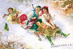 نخ و نقشه تابلو فرش طرح سورتمه سواری - 1736