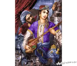 نخ و نقشه تابلو فرش طرح دختر سه تار زن ایرانی - 3232