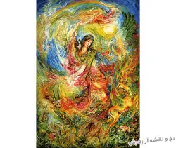 نخ و نقشه تابلو فرش طرح مینیاتور استاد فرشچیان - 3036