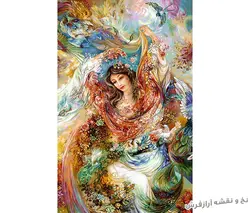 نخ و نقشه بافت تابلو فرش طرح مینیاتور رقص پری - 3026