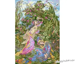 نخ و نقشه آماده تابلو فرش طرح مینیاتور بهار می آید - 3028