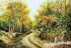نخ و نقشه تابلو فرش منظره کوچه باغ پاییزی - 2236