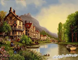 نخ و نقشه تابلو فرش دستباف رودخانه زیبا - 2227