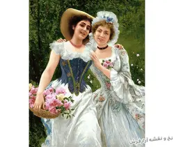 نخ و نقشه بافت تابلو فرش طرح دو خواهر اشرافی - 3228