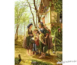 نخ و نقشه بافت تابلو فرش طرح بازی کودکانه - 1735