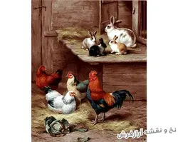 نخ و نقشه تابلوفرش خروس و خرگوش - 1529