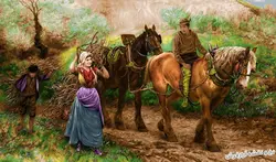 نخ و نقشه تابلو فرش طرح هیزم کش - 1742