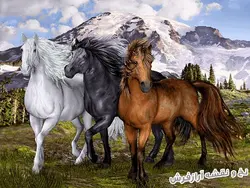 نخ و نقشه تابلو فرش طرح گله اسب - 1526