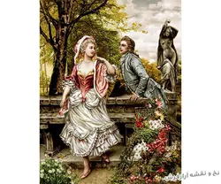 نخ و نقشه تابلو فرش فرانسوی معاشقه