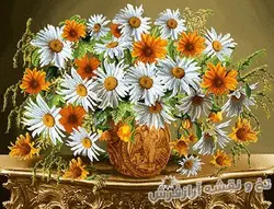 نخ و نقشه تابلو فرش گل بابونه - 1388