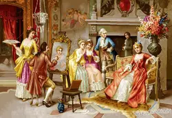 نخ و نقشه تابلو فرش طرح فرانسوی نقاش - 1704