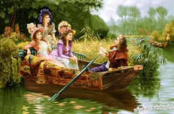 نخ و نقشه تابلو فرش نفیس قایق عشق - 5964