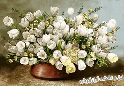 نخ و نقشه تابلو فرش سبد گل لاله - 5524