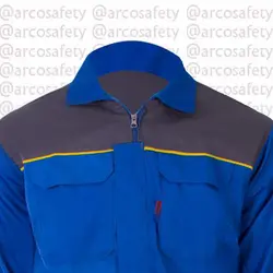 لباس کار ایران خودرو آبی طوسی با نوار مغزی