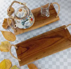 سینی چوبی دسته کنفی - فروشگاه اینترنتی صنایع دستی آردا کالا