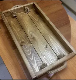 سینی چوبی دسته کنفی - فروشگاه اینترنتی صنایع دستی آردا کالا