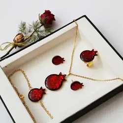 ست کامل زیورآلات رزینی طرح انار - فروشگاه اینترنتی صنایع دستی آردا کالا