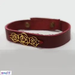 دستبند چرم مدل گل