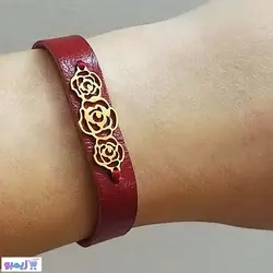 دستبند چرم مدل گل