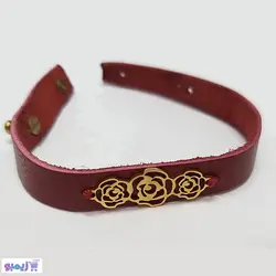 دستبند چرم مدل گل