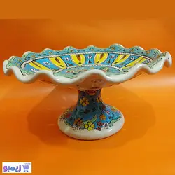 ظرف شیرینی‌خوری پایه‌دار میناکاری