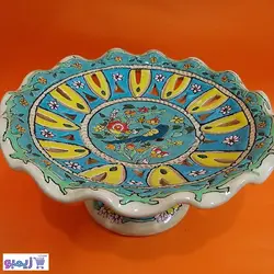 ظرف شیرینی‌خوری پایه‌دار میناکاری