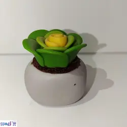 گلدون خمیری کاکتوس گل زرد