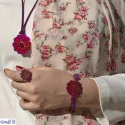 نیم ست طرح گل بنفش