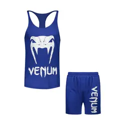 ست شلوارک و رکابی بدنسازی ونوم آبی