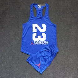 ست شلوارک و رکابی بدنسازی مردانه جردن آبی