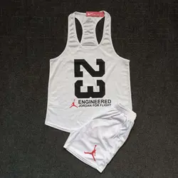 ست شلوارک و رکابی بدنسازی مردانه جردن سفید