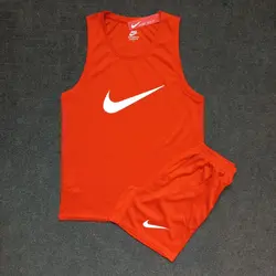 ست تاپ حلقه ای و شلوارک بدنسازی مردانه نایک قرمز