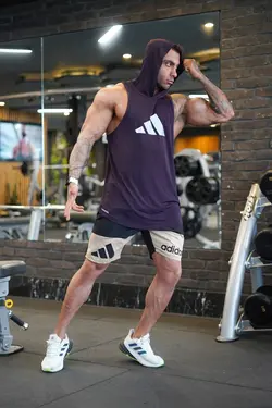 رکابی بدنسازی کلاه دار آدیداس زرد کد 93180