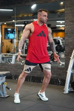 رکابی بدنسازی کلاه دار آدیداس زرد کد 93180