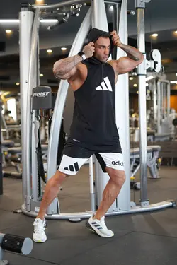 رکابی بدنسازی کلاه دار آدیداس زرد کد 93180