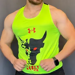 رکابی بدنسازی آندرآرمور سبز فسفری کد 704