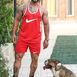 ست شلوارک و رکابی بدنسازی نایک قرمز