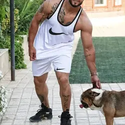 ست شلوارک و رکابی بدنسازی نایک سفید